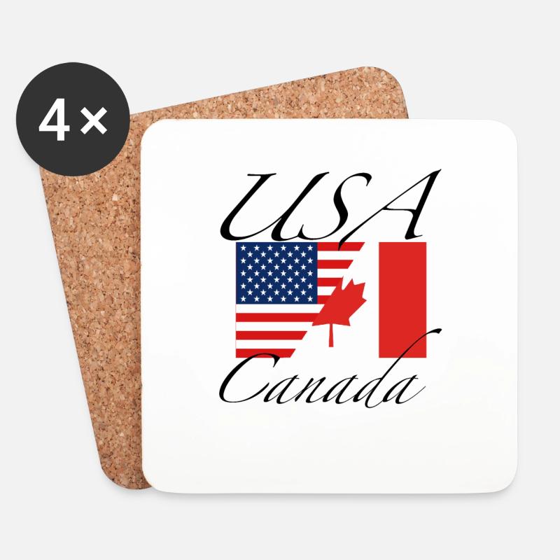 USA Kanada Flagge - Untersetzer (4er-Set) - Weiß