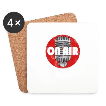 Retro Classic ON AIR Radio Podcast Microphone - Untersetzer (4er-Set) - Weiß - Vorne