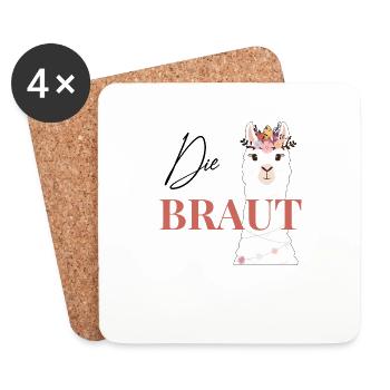 Die Braut Bride to be Alpaka Lama JGA Geschenk - Untersetzer (4er-Set) - Weiß - Vorne