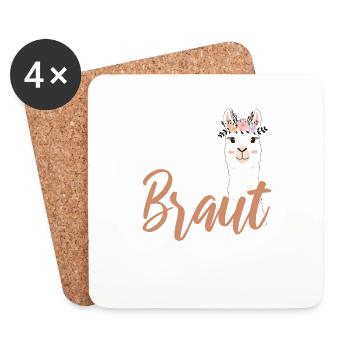 Braut Bride to be Alpaka Lama JGA Junggesellin - Untersetzer (4er-Set) - Weiß - Vorne