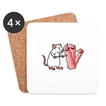 Speck Ratte Maus naschen Nager Fantasy Kinder - Untersetzer (4er-Set) - Weiß - Vorne