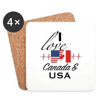 I love Canada USA America Gift - Coasters (set of 4) - white - Front