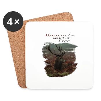 Stag on Hampstead Heath - Coasters (set of 4) - white - Front