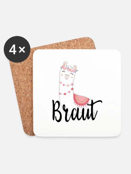 Die Braut Bride to be Alpaka Lama JGA Geschenk - Untersetzer (4er-Set) - Weiß