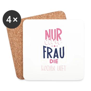 Nur eine Frau die Kochen liebt Köchin Geschenk - Untersetzer (4er-Set) - Weiß - Vorne