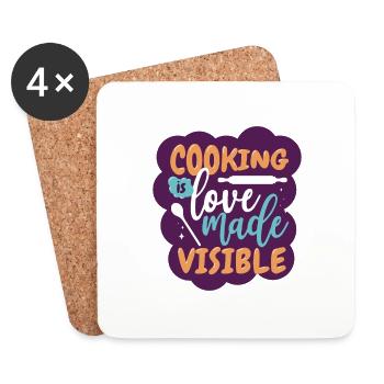 Kochen ist sichtbare Liebe Geschenk Köchin - Untersetzer (4er-Set) - Weiß - Vorne