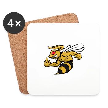Wasp bees sting middle finger insect motif - Coasters (set of 4) - white - Front