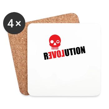 Valentinstag Revolution Love Liebe - Untersetzer (4er-Set) - Weiß - Vorne