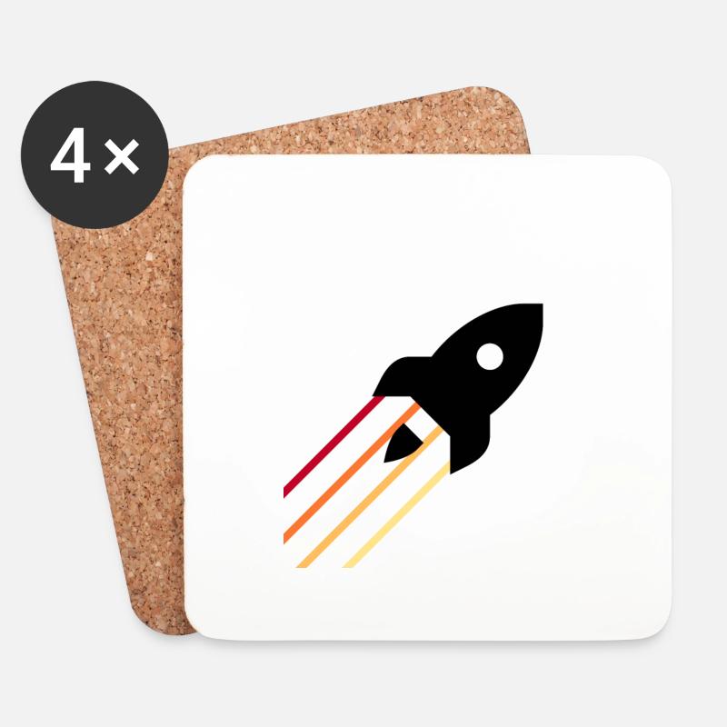 fusée - Dessous de verre (lot de 4) - blanc
