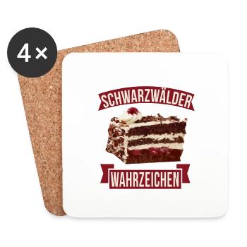 Schwarzwälder Kirschtorte Wahrzeichen Geschenk - Untersetzer (4er-Set) - Weiß - Vorne