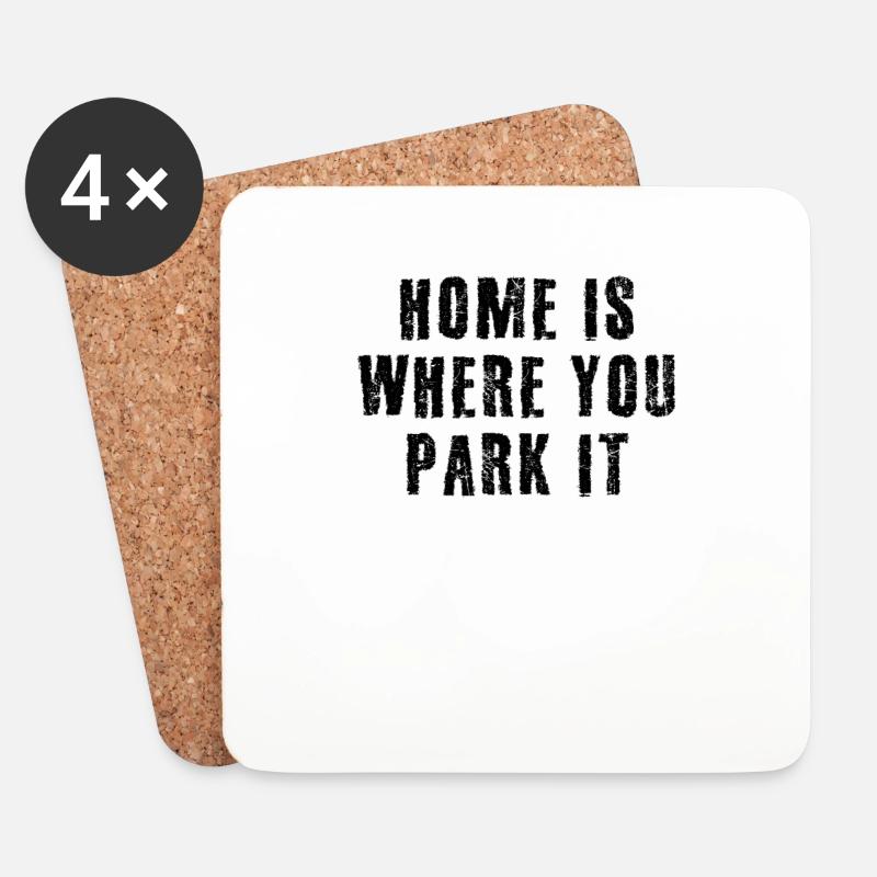 Home Is Where You Park It - Untersetzer (4er-Set) - Weiß