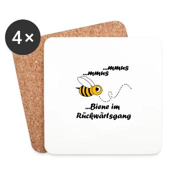 Biene im Rückwärtsgang Fasching Karneval Kostüm - Untersetzer (4er-Set) - Weiß - Vorne