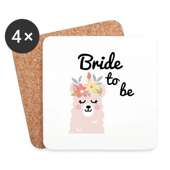 Bride to be Bride Alpaca Lama Alpaka JGA Party - Coasters (set of 4) - white - Front