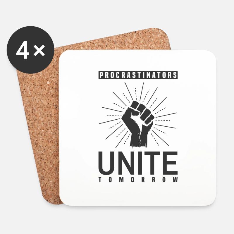 Prokrastination Vereint Euch Lustig - Untersetzer (4er-Set) - Weiß