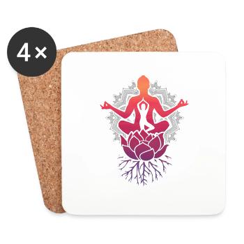 Yoga meditation lotus flower - Coasters (set of 4) - white - Front