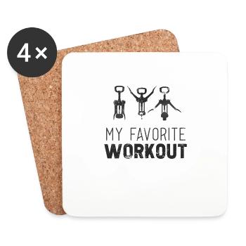 My Favorite Wine Workout corkscrew - Coasters (set of 4) - white - Front