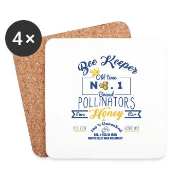 Bee Keepers Pollinators Honey Farmer Bottle Label - Coasters (set of 4) - white - Front