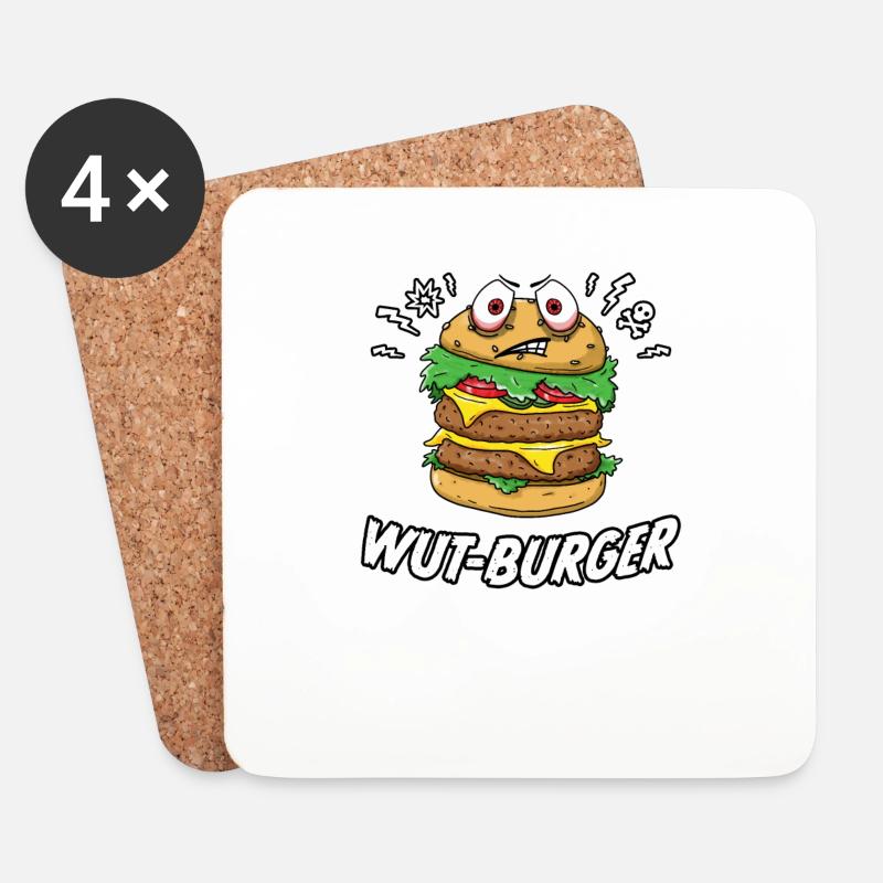 Wut - Burger - Untersetzer (4er-Set) - Weiß