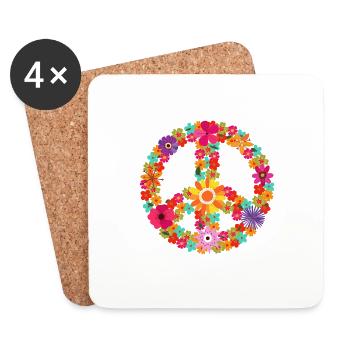 Flowers peace pop peace colorful hippie 70s - Coasters (set of 4) - white - Front