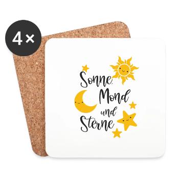 Sonne Mond und Sterne - Untersetzer (4er-Set) - Weiß - Vorne