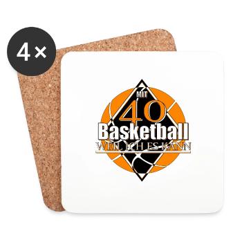 Basketball mit 40 Geschenkidee zum Geburtstag - Untersetzer (4er-Set) - Weiß - Vorne