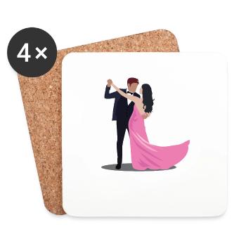 Dancing Silhouette Couple Dancers Romantic Dance - Coasters (set of 4) - white - Front