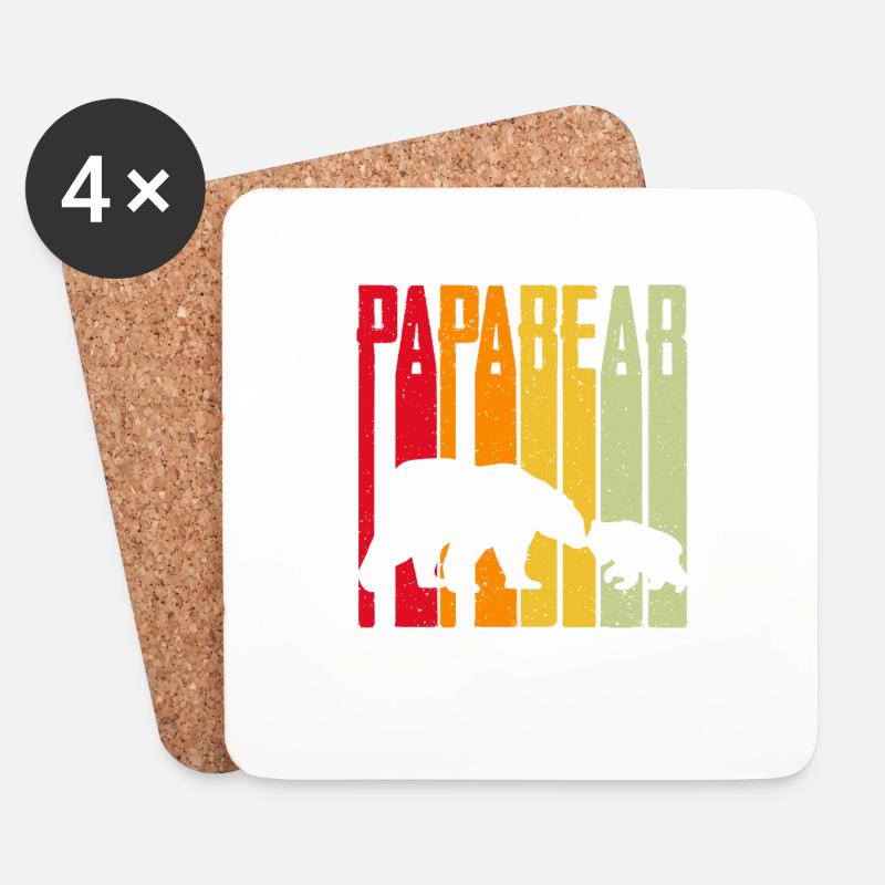 Papa Bear - Untersetzer (4er-Set) - Weiß