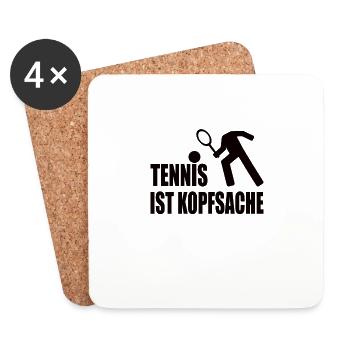 Tennis ist Kopfsache Statement - Untersetzer (4er-Set) - Weiß - Vorne