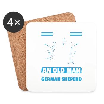 Never Underestimate an old man with german sheperd - Coasters (set of 4) - white - Front