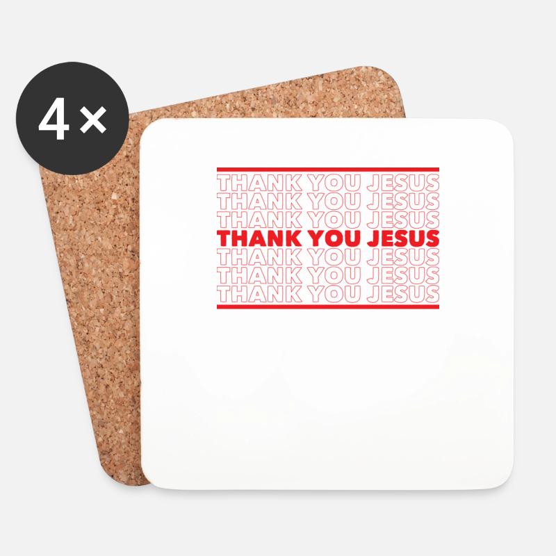 Jesus - Thank you Jesus - Untersetzer (4er-Set) - Weiß
