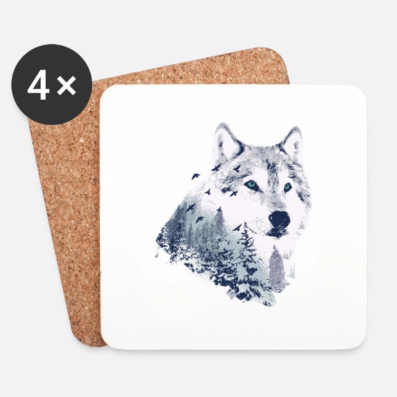 wolf - Untersetzer (4er-Set) - Weiß
