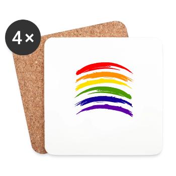 LGBT Peinture CSD Gay Pride Queer Rainbow - Dessous de verre (lot de 4) - blanc - Devant