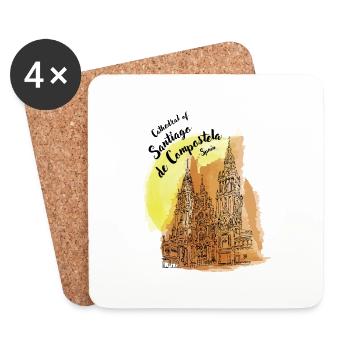 Kathedrale von Santiago de Compostela - Spanien - Untersetzer (4er-Set) - Weiß - Vorne