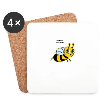 Être abeille ou ne pas être abeille? - abeille - Dessous de verre (lot de 4) - blanc - Devant