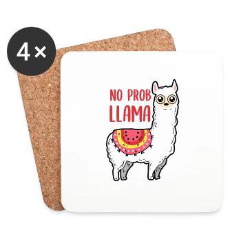 Lama - No Prob Llama - Untersetzer (4er-Set) - Weiß - Vorne