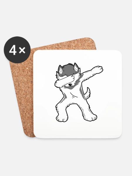 Dabbing Husky - Untersetzer (4er-Set) - Weiß