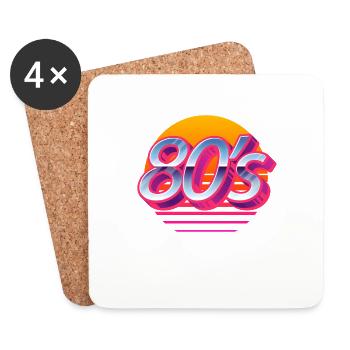 80s for 80s retro party back to the 80's - Coasters (set of 4) - white - Front