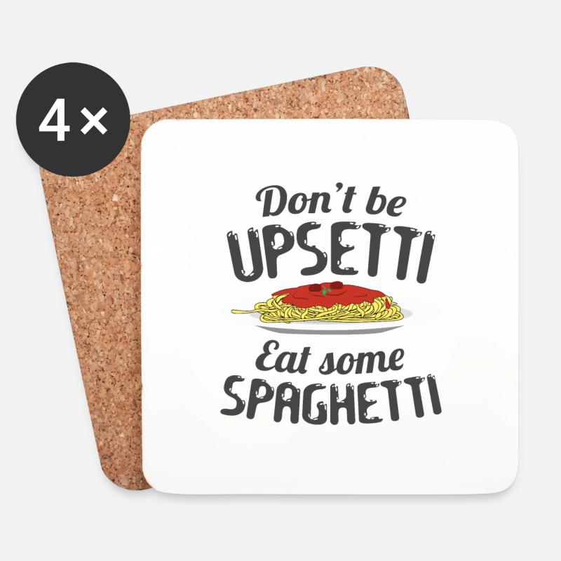 Sei Nicht Enttäuscht Iss Spaghetti Lustig - Untersetzer (4er-Set) - Weiß
