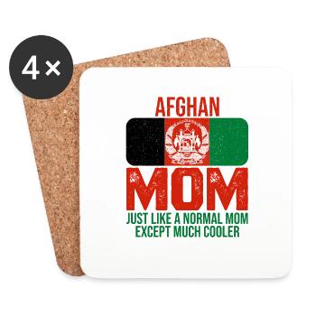 Afghan Mom Afghanistan Flagge Muttertags-T-Shirt - Untersetzer (4er-Set) - Weiß - Vorne