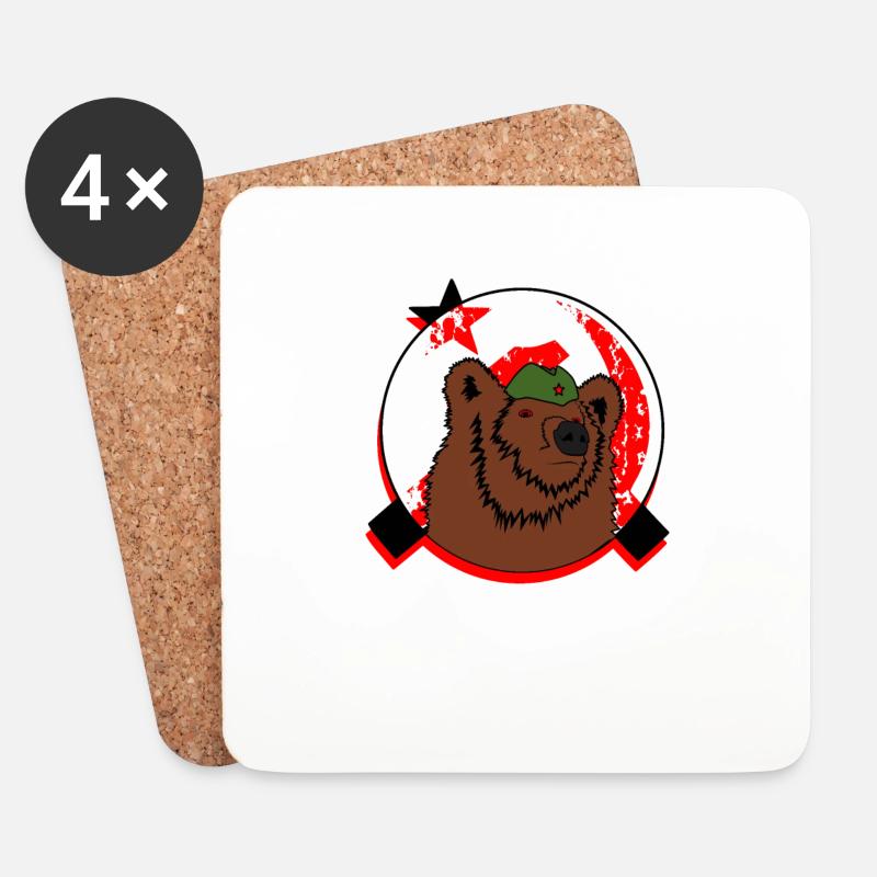Bär Russland Russen Geschenkidee - Untersetzer (4er-Set) - Weiß
