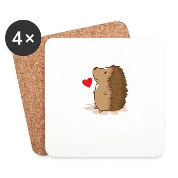 hedgehog in love - Coasters (set of 4) - white - Front