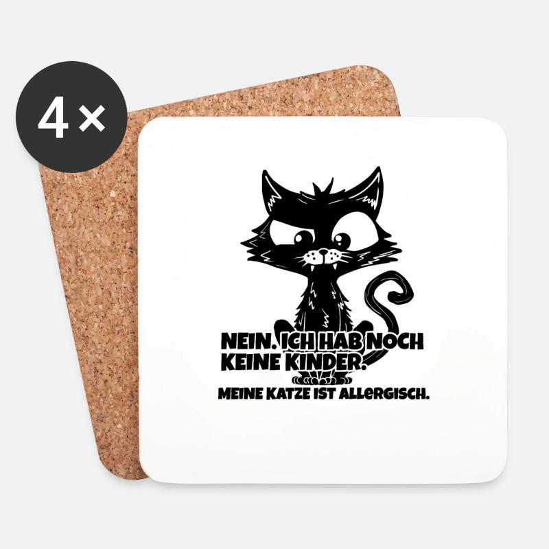 Süßes Kätzchen "Allergisch" Katze - Untersetzer (4er-Set) - Weiß