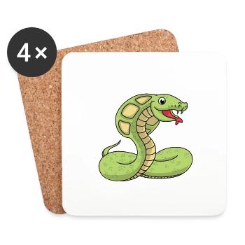 Cobra reptiles snake wildlife exotic animals - Coasters (set of 4) - white - Front
