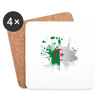 Drapeau Algérie Effet Eclaboussé - Dessous de verre (lot de 4) - blanc - Devant