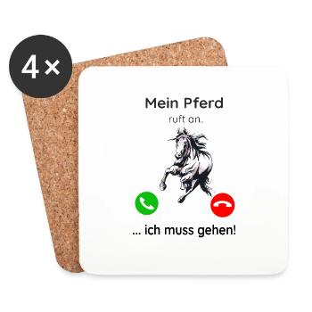 Mein Pferd ruft an ich muss gehen - Untersetzer (4er-Set) - Weiß - Vorne