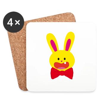 A tooth hare with a bow tie and yellow - Coasters (set of 4) - white - Front