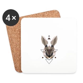 Bunny polygon type rabbit - Coasters (set of 4) - white - Front