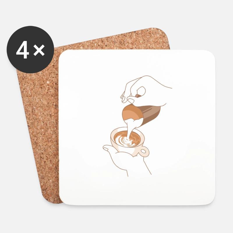 Cappuccino Kaffee Milchschaum Muster Figur Kunst - Untersetzer (4er-Set) - Weiß