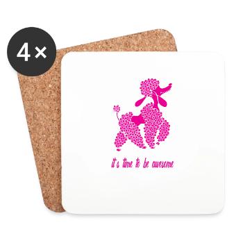 il est temps d'être génial, caniche rose - Dessous de verre (lot de 4) - blanc - Devant