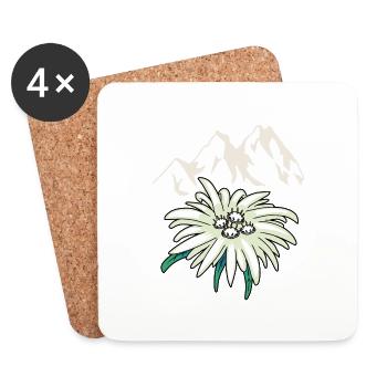 Mountains mountains peaks Edelweiß Blume Tirol - Coasters (set of 4) - white - Front